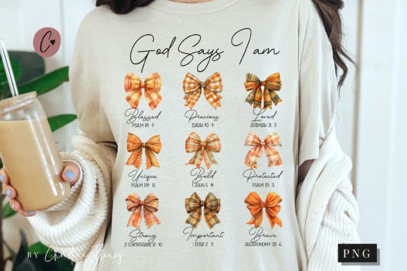 God Says I Am Fall Bow PNG for T-Shirt Designs