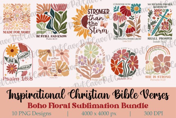 Inspirational Bible Verses PNG Bundle for T-Shirt Designs